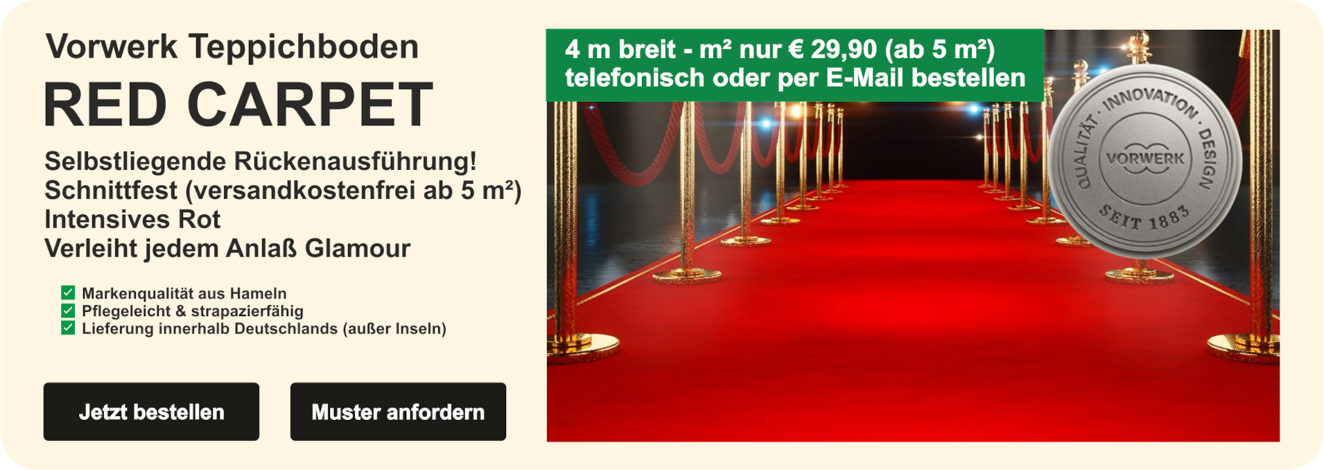 „Kategoriebild Vorwerk Bingo Teppichboden ab 5 m² – 600×400 px, Querformat“